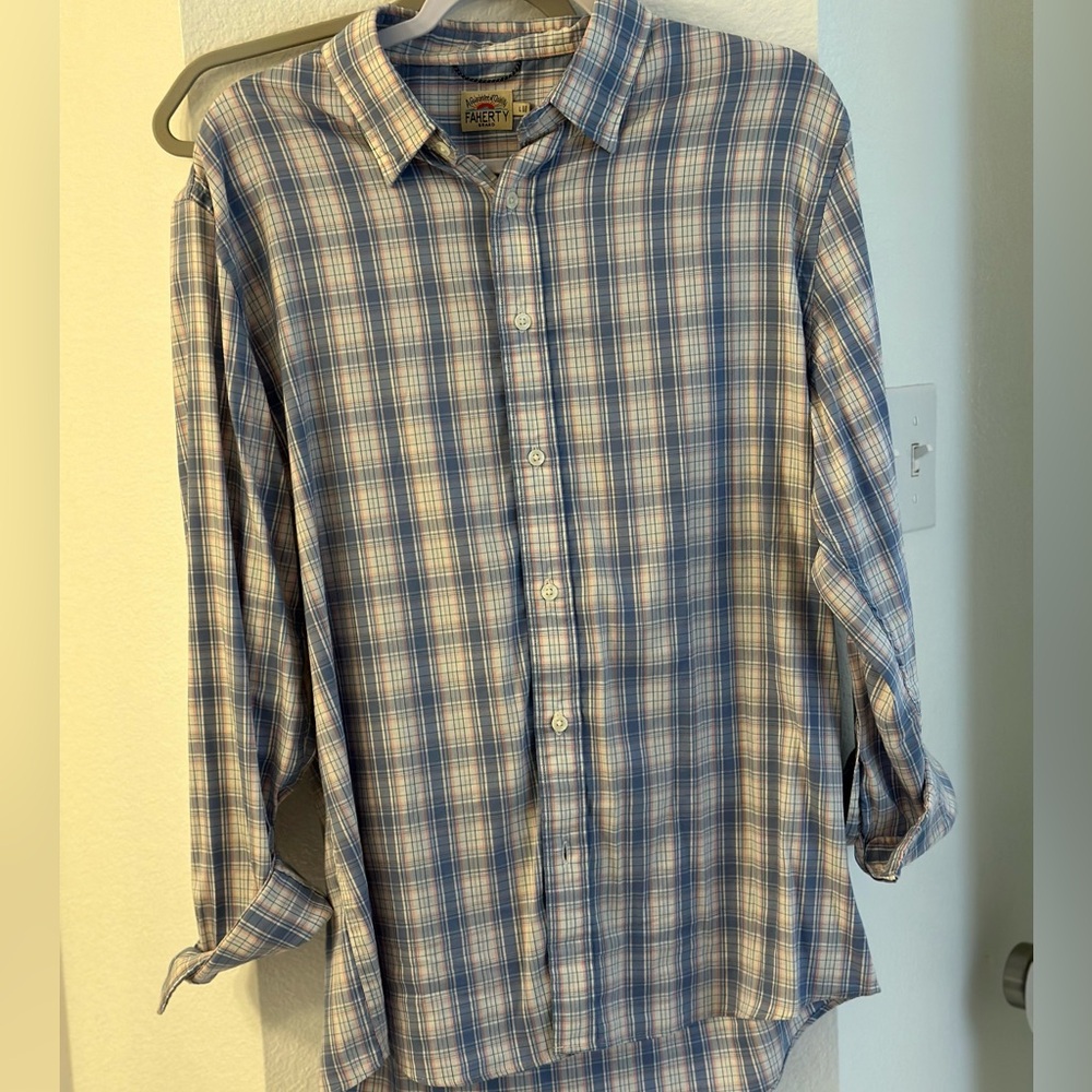 Faherty Performance Button Down - Mens Sz L - Wor… - image 1